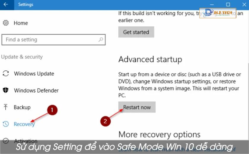 Vào Safe Mode win 10 bằng Setting