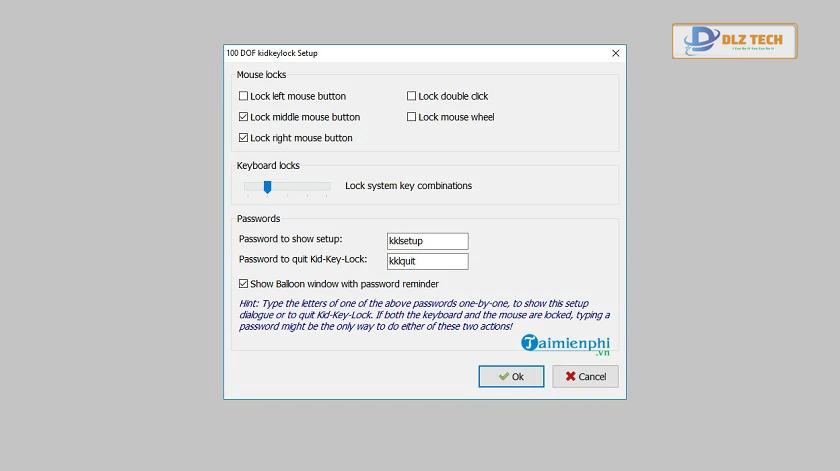 Mở khóa bàn phím với KidKey Lock