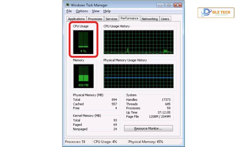 Kiểm tra CPU chạy bao nhiêu phần trăm trên Win 7
