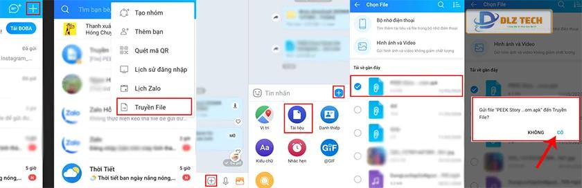 Gửi file qua Zalo trên điện thoại