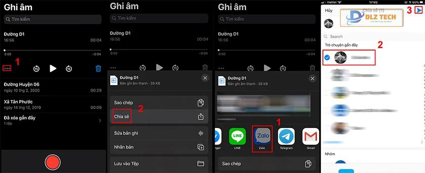 Gửi file ghi âm qua Zalo iOS
