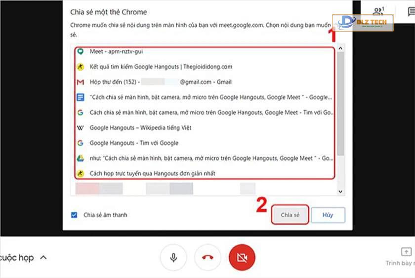 Cách chia sẻ ứng dụng Google Meet trên màn hình