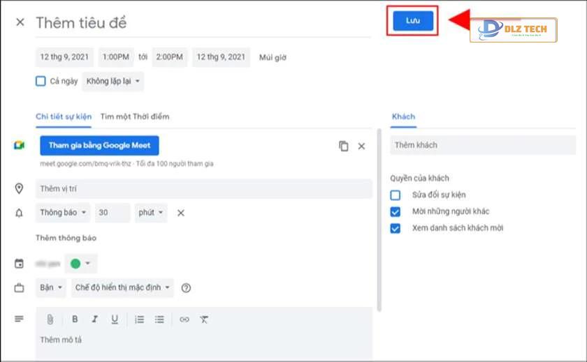 Nhập địa chỉ email của các thành viên tham gia