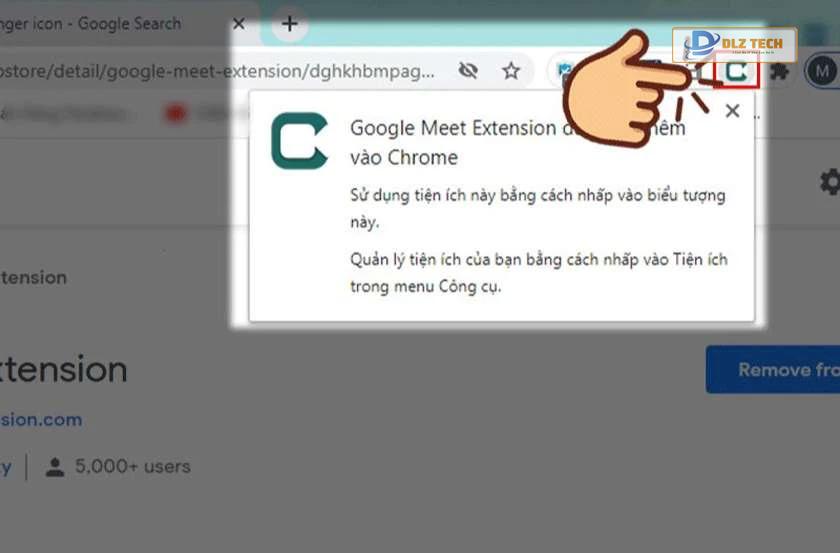 mở tiện ích ở góc trên bên phải