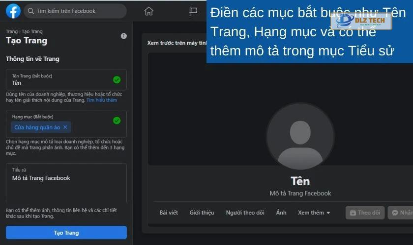 Tạo fanpage Facebook
