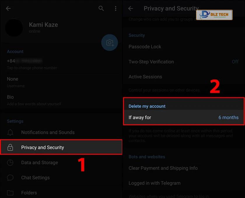 Cách xóa tài khoản Telegram theo thời gian tùy chỉnh