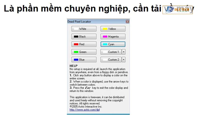 Phần mềm kiểm tra điểm chết trên màn hình laptop - Dead Pixel Locator