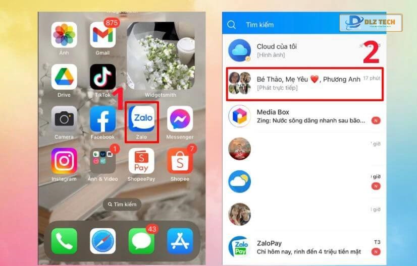 các bước phát trực tiếp trên zalo