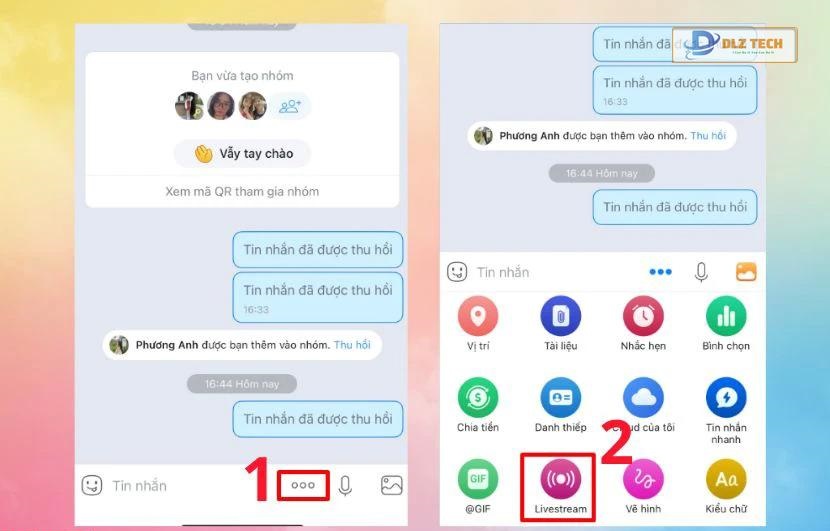 livestream trên zalo