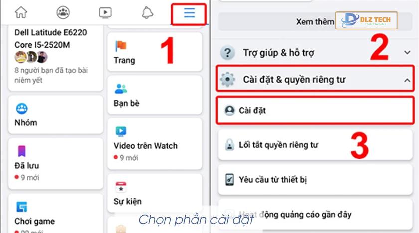 Vào Cài đặt & quyền riêng tư