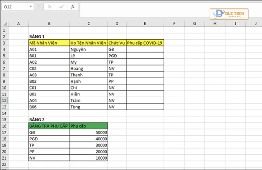Ví dụ thực tế sử dụng hàm Vlookup trong Excel