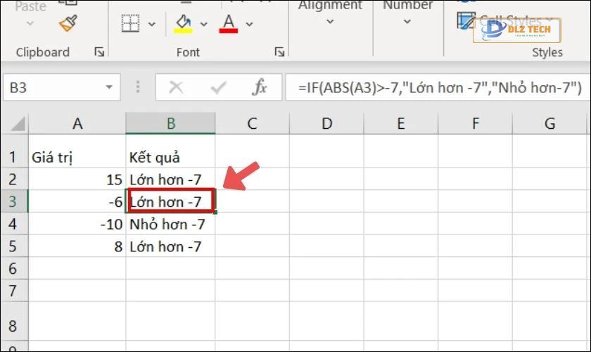 Kết hợp hàm IF và hàm ABS trong Excel để tính giá trị tuyệt đối