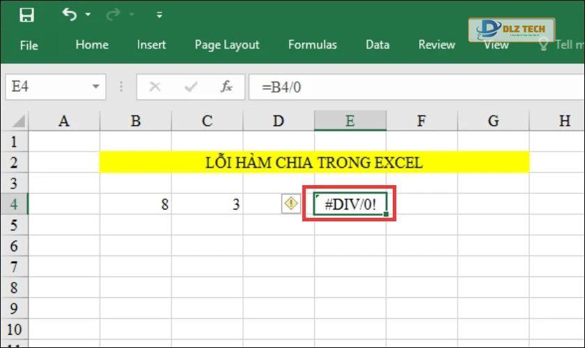 lỗi khi dùng hàm division excel