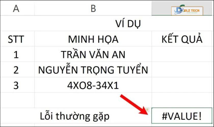 lỗi #VALUE khi sử dụng hàm