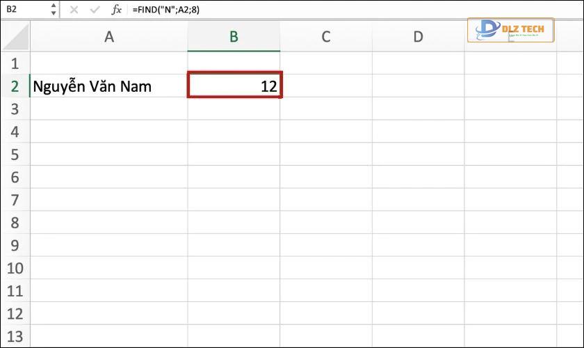 áp dụng hàm find trong excel để tìm kiếm vị trí