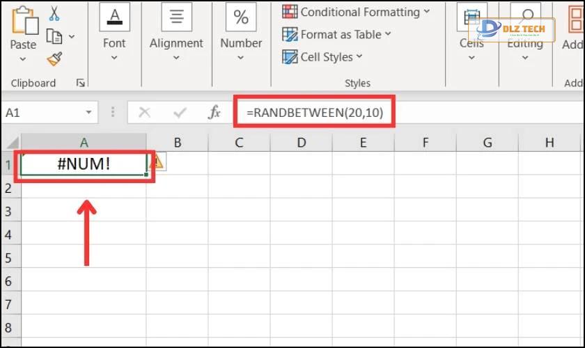 Lỗi #NUM khi sử dụng hàm Random trong Excel