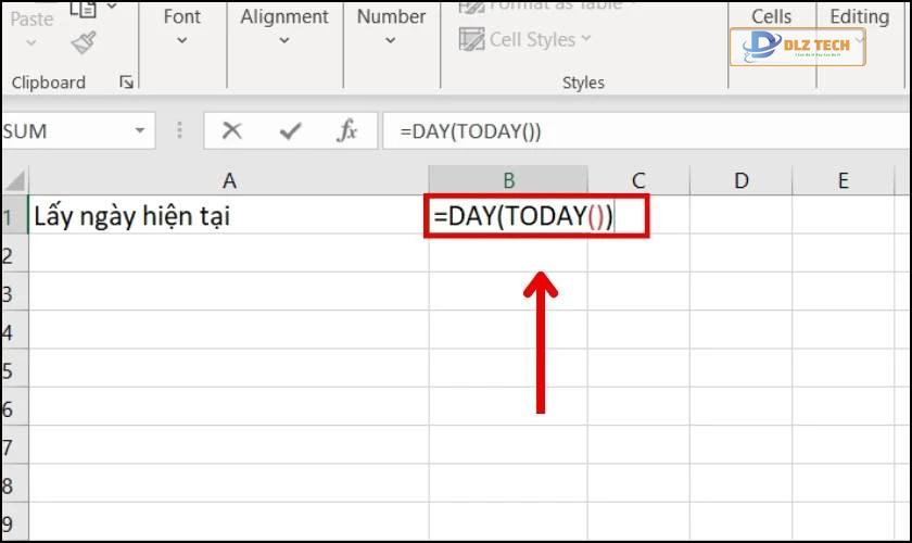 Công thức hàm DAY kết hợp với hàm TODAY trong Excel là gì?
