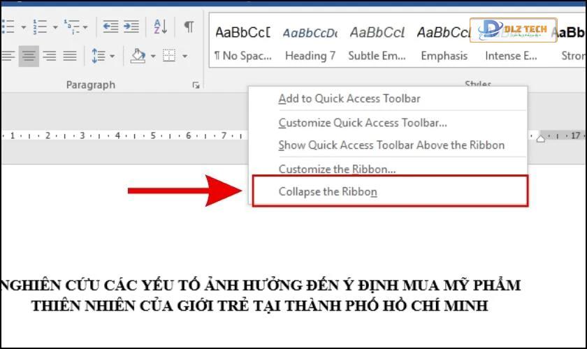 Cách ẩn hiện thanh công cụ trong Word bằng thanh Command