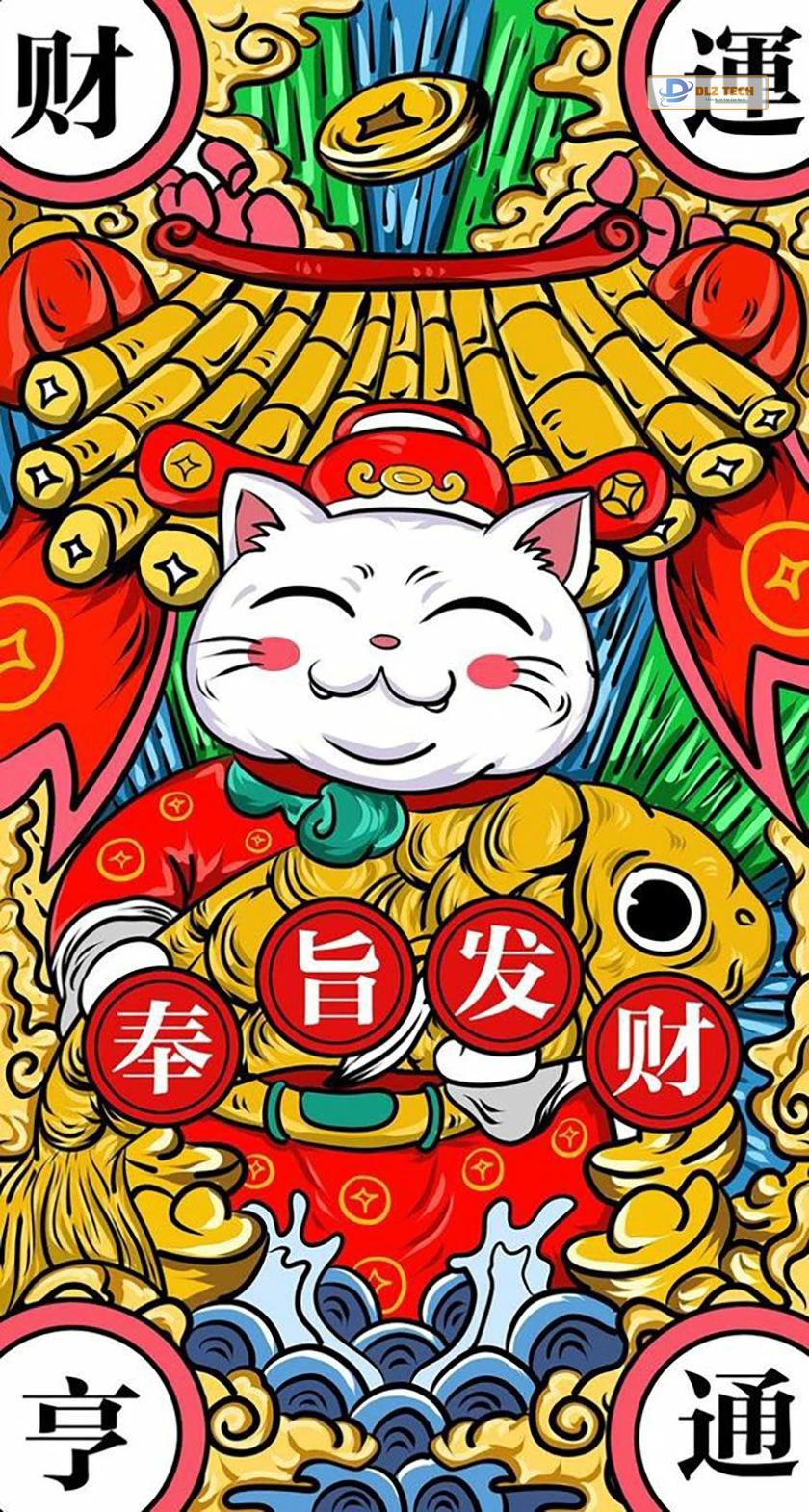 Hình nền mèo chiêu tài mang lại may mắn