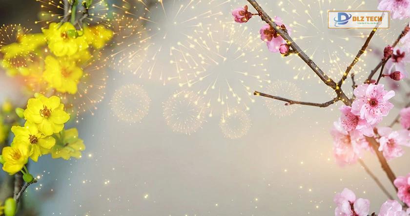 Cành mai vàng, bông đảo đỏ nâng cao không khí tết