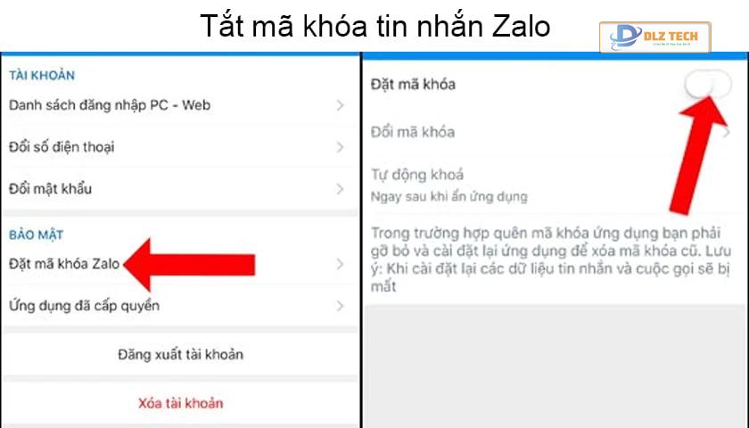Tắt mã khóa tin nhắn