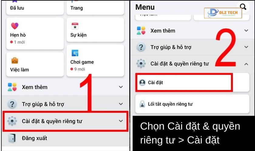 Chọn Cài đặt & Quyền riêng tư
