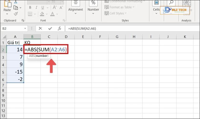 Cách tính giá trị tuyệt đối một ô với hàm ABS trong Excel