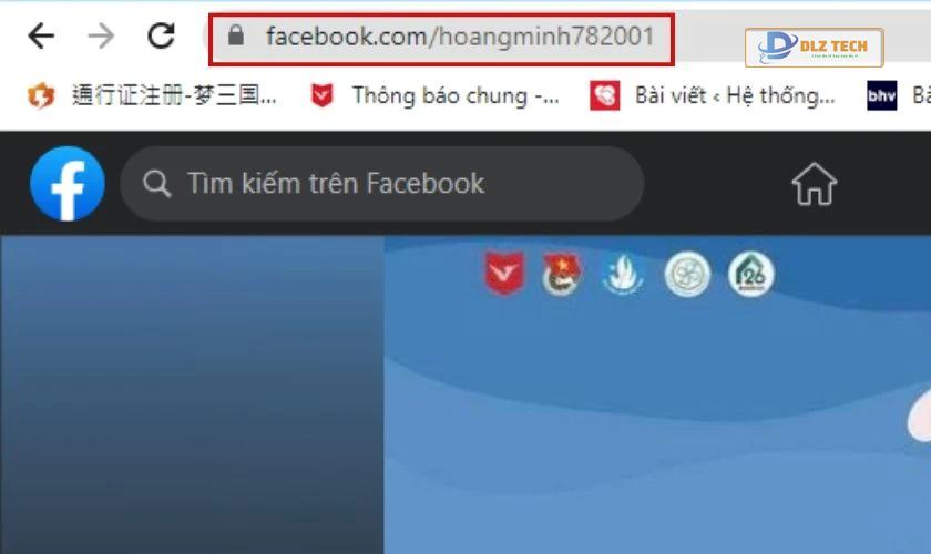 xem lại link facebook đã đổi trên thanh công cụ tìm kiếm