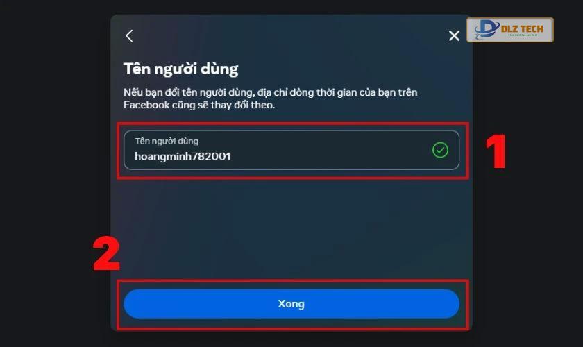 các thao tác đổi link facebook trên máy tính