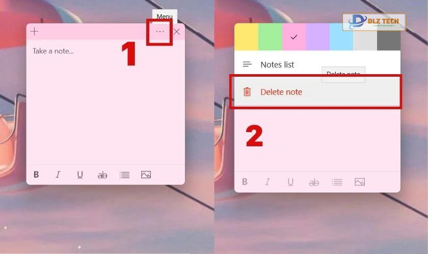 Cách xóa bản note