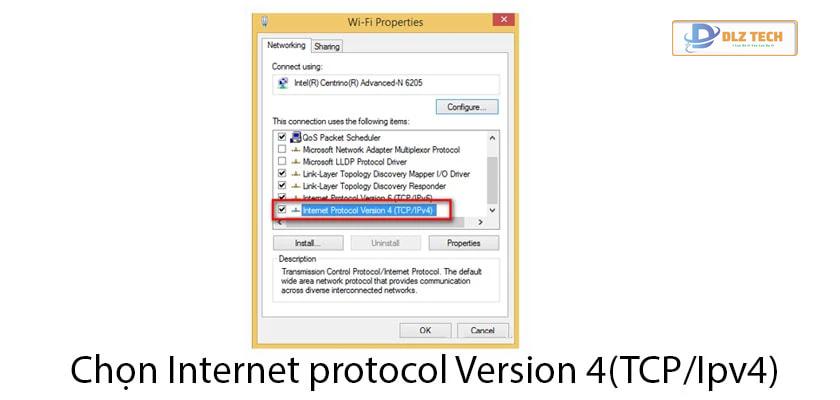 chọn mục Internet protocol Version 4(TCP/Ipv4)