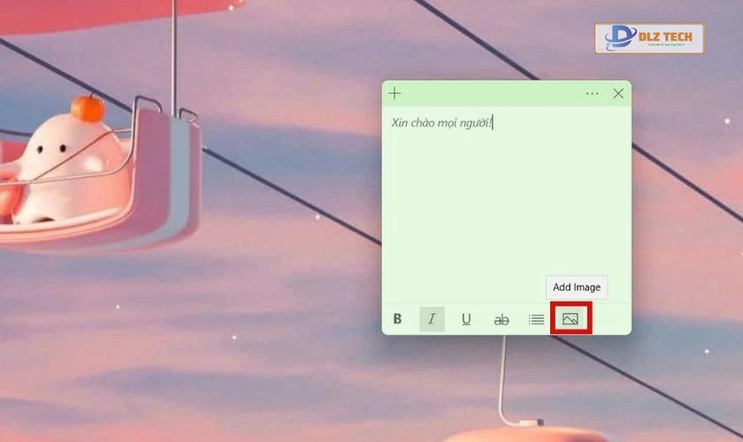 Cách chèn ảnh vào bản ghi chú trên màn hình