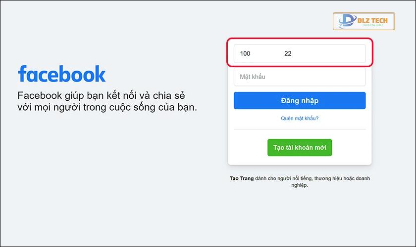 Dán mã ID vào ô đăng nhập