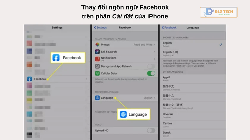 Hướng dẫn cài đặt, thay đổi ngôn ngữ Facebook trên điện thoại iphone