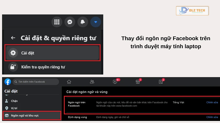 Hướng dẫn thay đổi ngôn ngữ Facebook trên laptop, máy tính