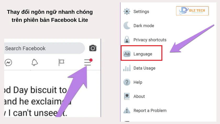 Hướng dẫn thay đổi ngôn ngữ trên nền tảng Facebook Lite