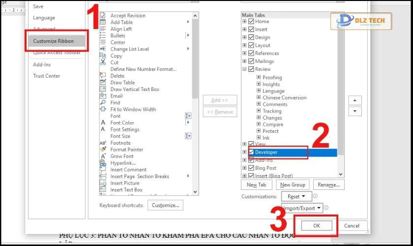 Hướng dẫn dùng thẻ Developer