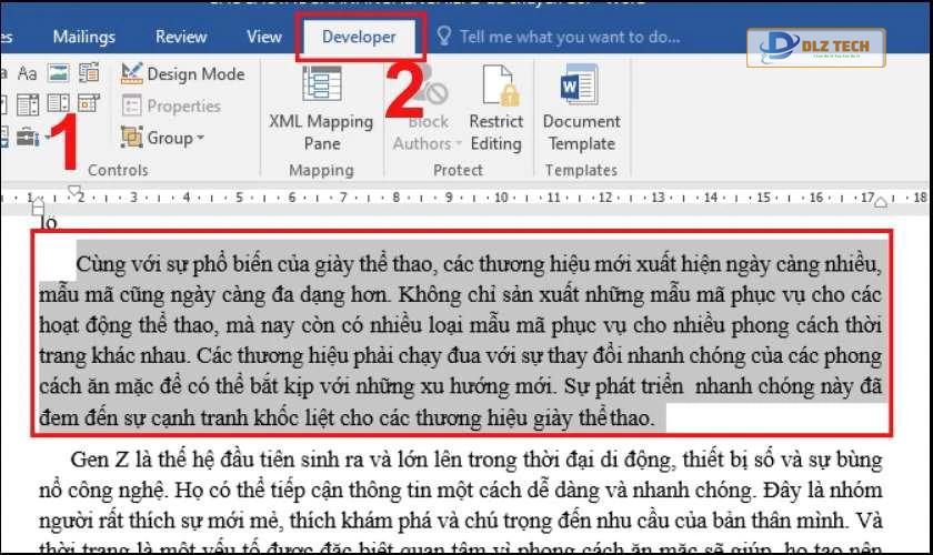 Cách đặt mật khẩu vùng dữ liệu trên Word 2010, 2016
