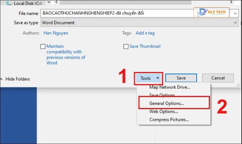 Các thao tác đặt mật khẩu trên file Word