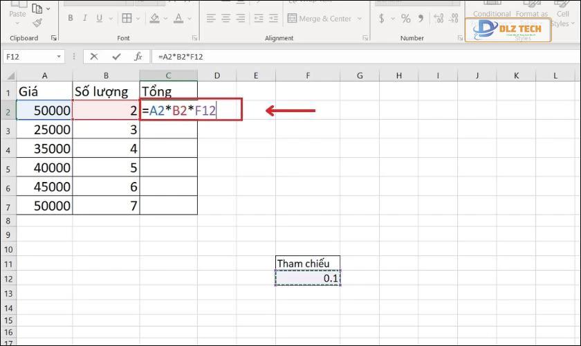 Cách áp dụng tham chiếu tuyệt $ vào công thức trong Excel