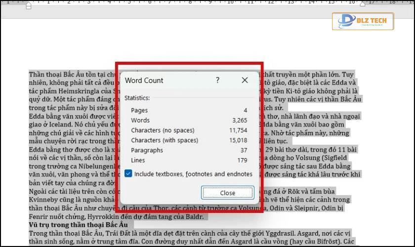 Word Count hiển thị số từ vừa được bôi đen