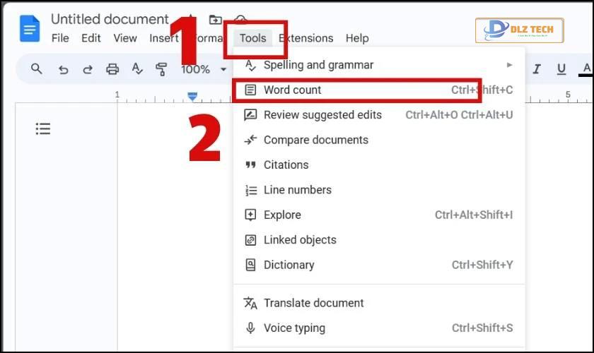 Mở công cụ đếm số từ trong Google Docs