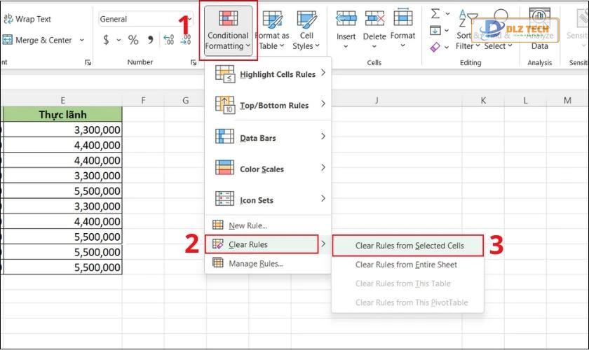 Chọn conditional Formatting