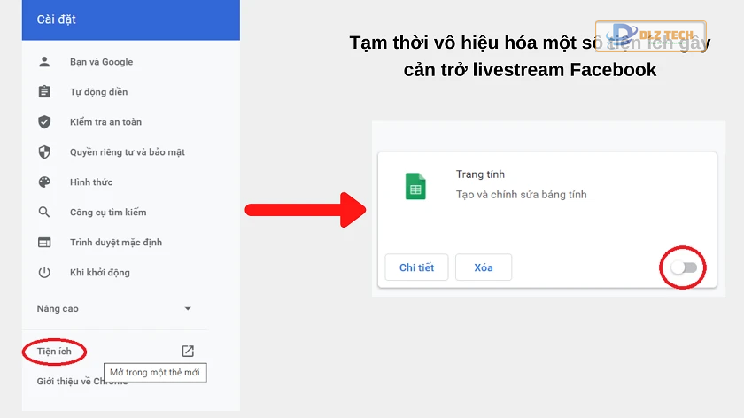 Tắt plugin trình duyệt khi Facebook không phát trực tiếp được