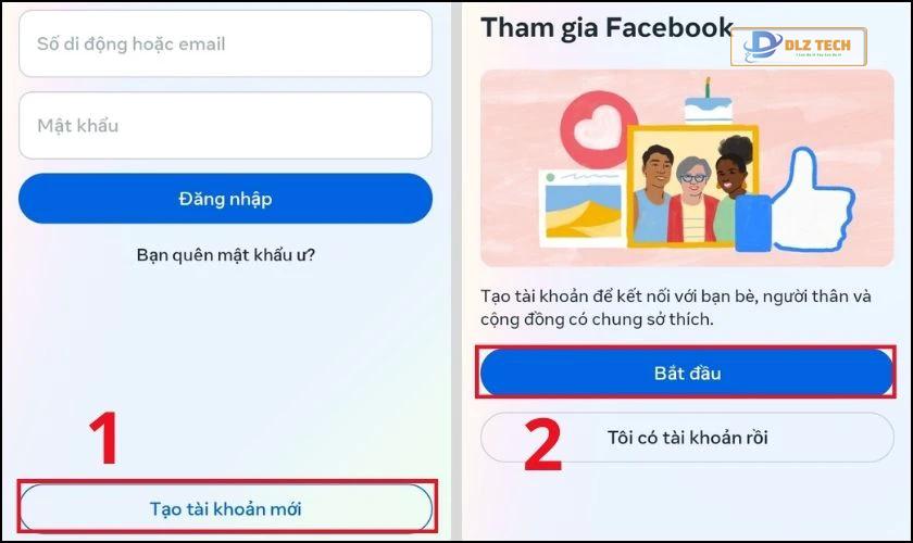 Tạo tài khoản Facebook trên App