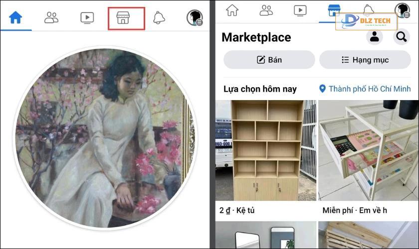 Kết quả mở Marketplace trên Facebook