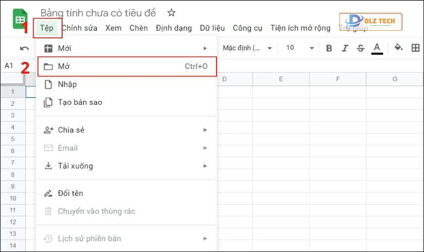 mở file csv online bằng google sheets