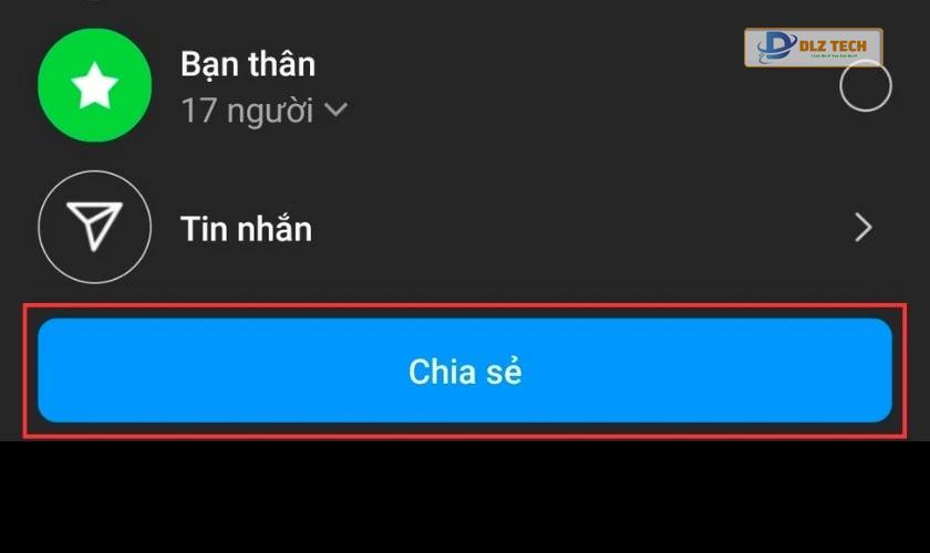 chọn chia sẻ để đăng tải