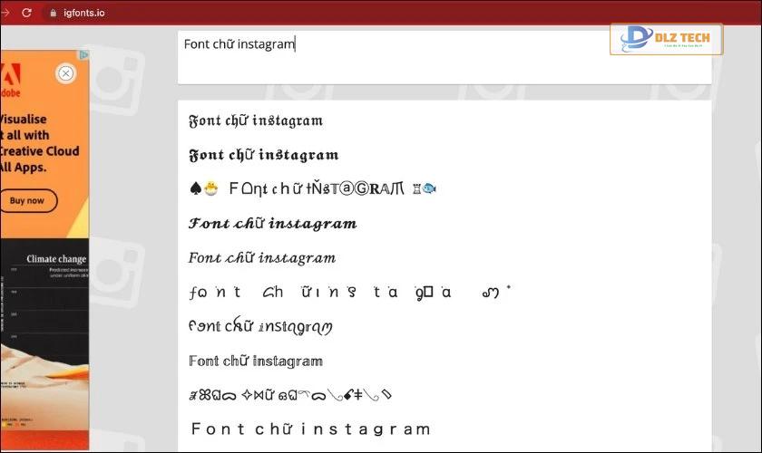 trang đổi font chữ instagram