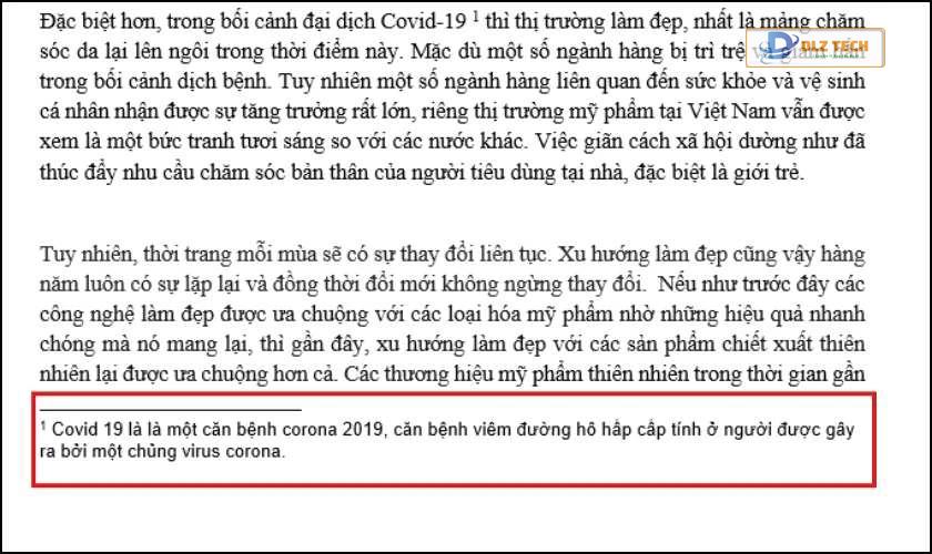 Lợi ích của Footnote trong Word